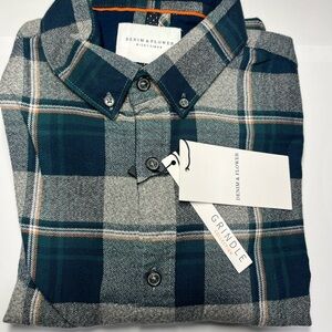 NWT Denim & Flower Ricky Singh Men's Blue and Gray Plaid Shirt